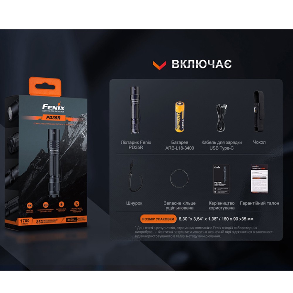 Ліхтар тактичний акумуляторний Fenix PD35R