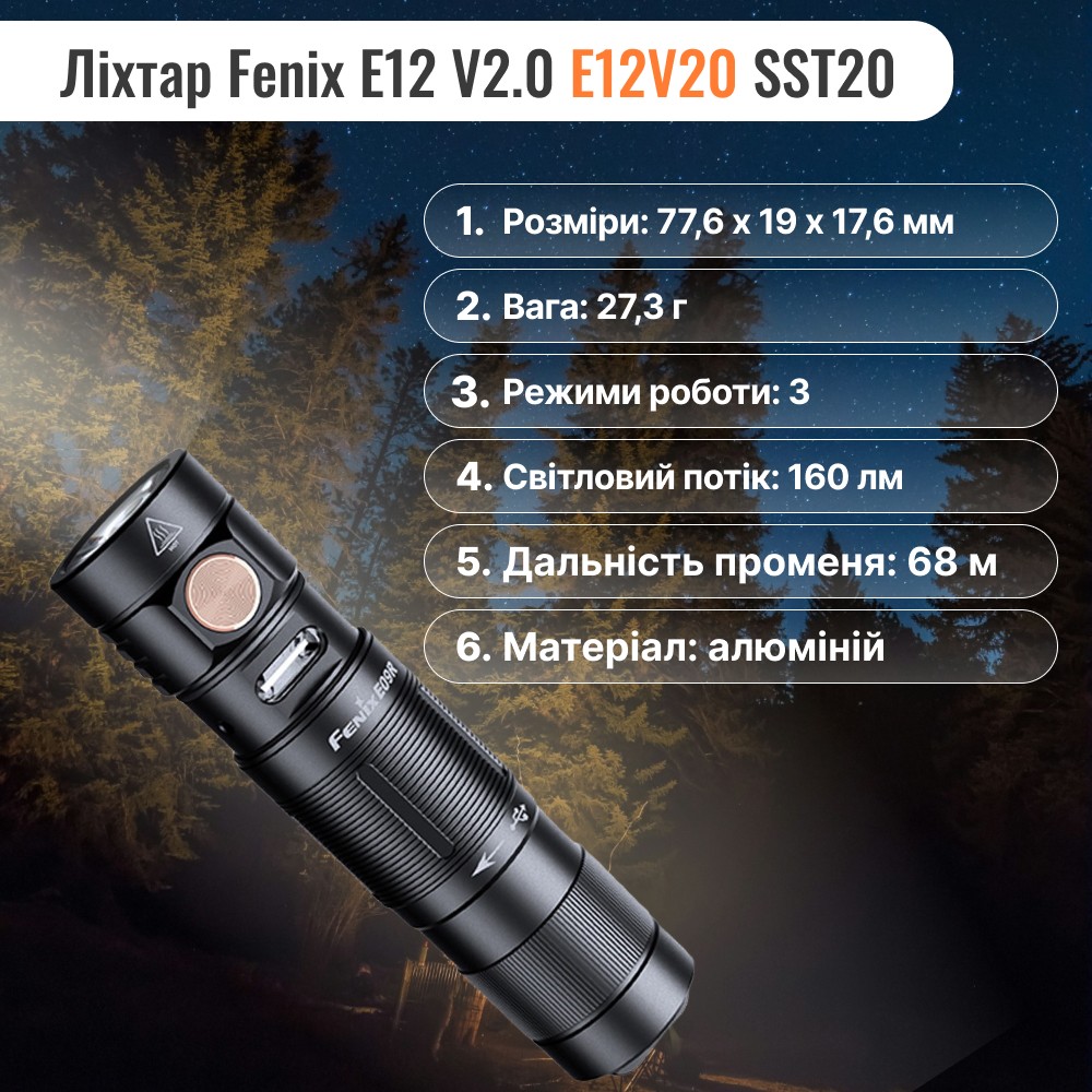 Набір Ліхтар Fenix зелений CL26Rg+Ліхтар Fenix E09R LUMINUS SST20 ANSI 600 лм Li-Po