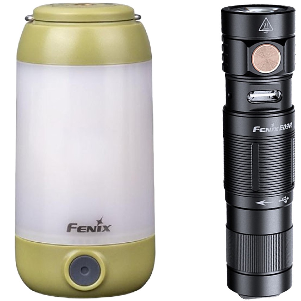 Набір Ліхтар Fenix зелений CL26Rg+Ліхтар Fenix E09R LUMINUS SST20 ANSI 600 лм Li-Po