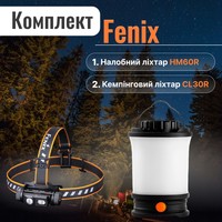 Фото Набір Налобний ліхтар Fenix HM60R+Кемпінговий ліхтар Fenix CL30R